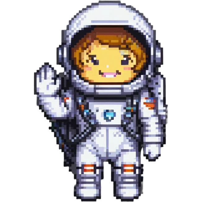 chibi astronaut waving with a big smile emoji