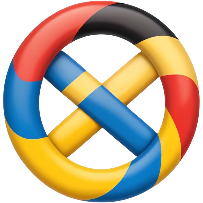 Integration symbol with German and Ukrainian flags connecting emoji
