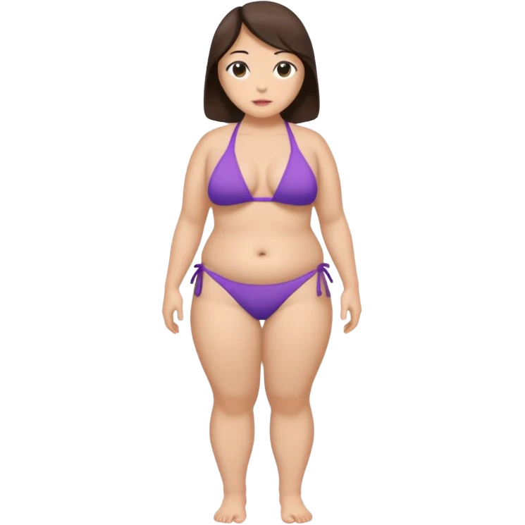600 pound, dark brown hair, Japanese, full body, in bikini emoji
