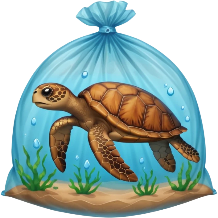 Sea turtle stuck in a plastic bag and other garbage  emoji