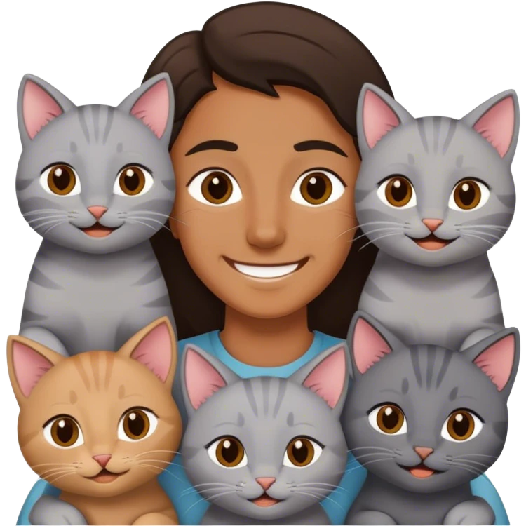 A couple with four grey kitties  emoji