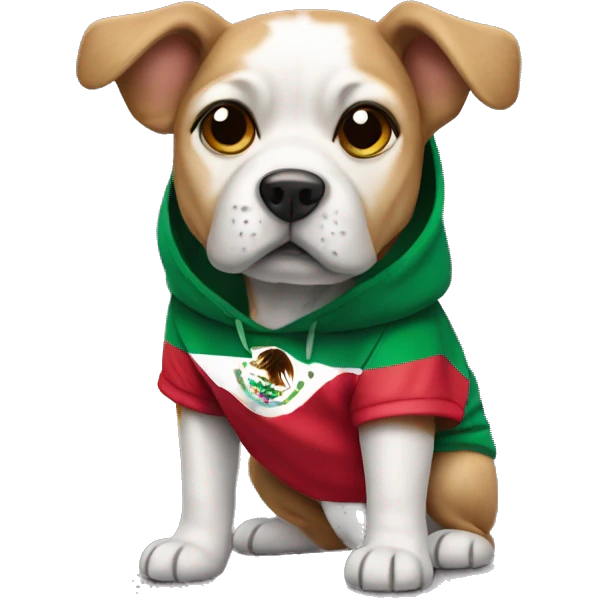 Dog wearing a mexico hoodie emoji