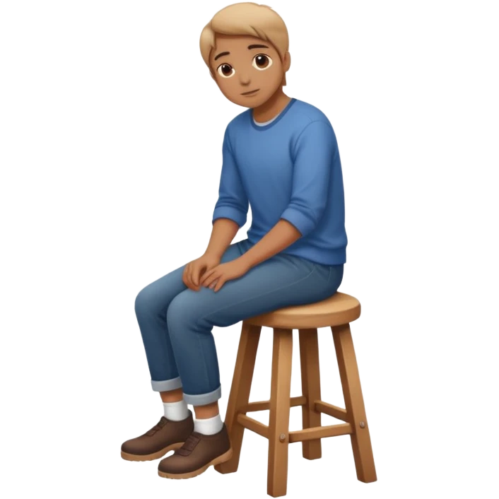 a person sitting on stool with full backward turned

 emoji