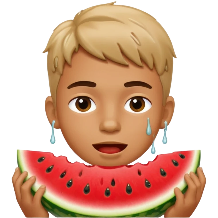 Boy eating watermelon  emoji