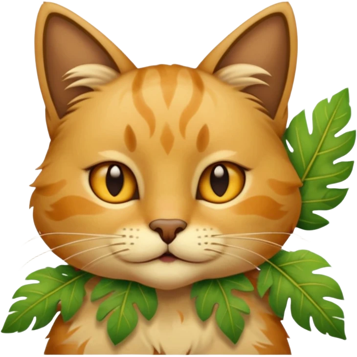 ancient cat with leaf cloth emoji