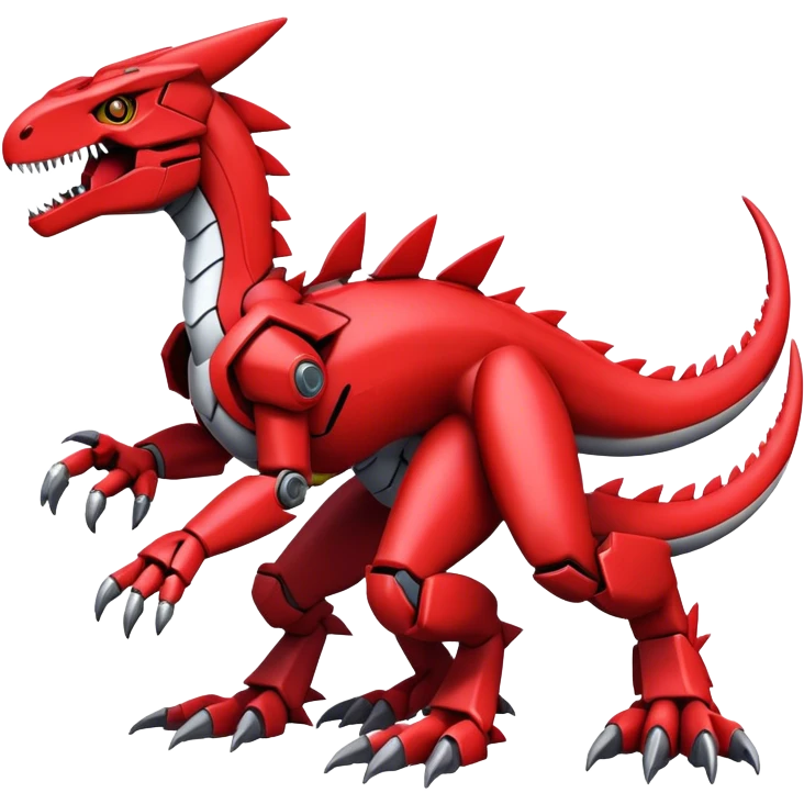  Cool Edgy Futuristic Red Digimon-Fakemon-Guilmon-Velociraptor-Dragon-Mecha full body emoji