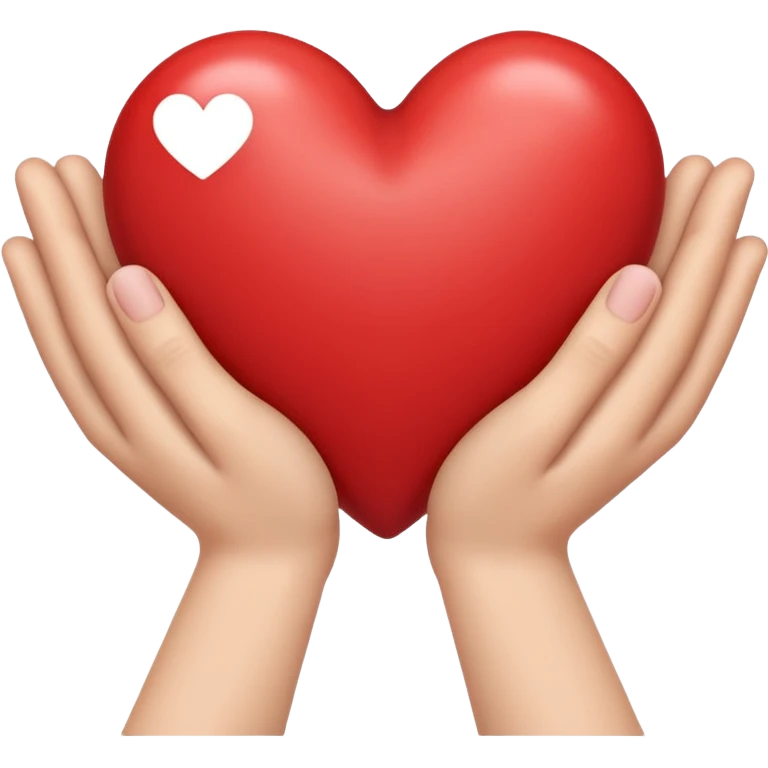 two hands holding with a heart emoji