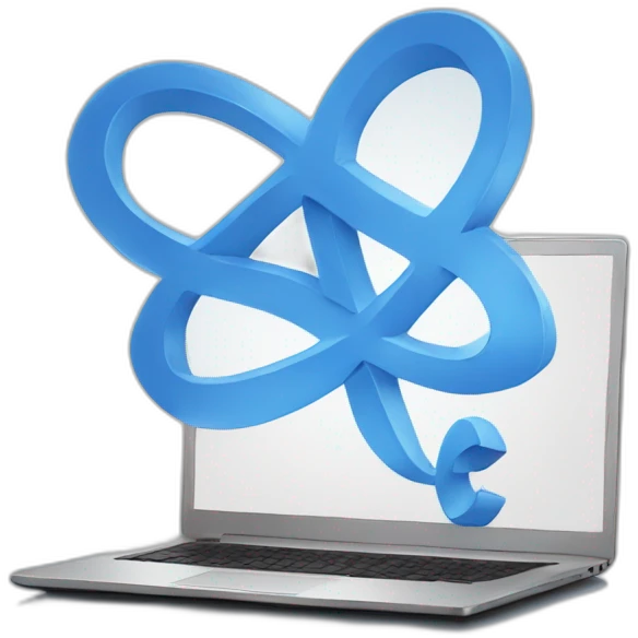 blue infinite symbol with laptop emoji