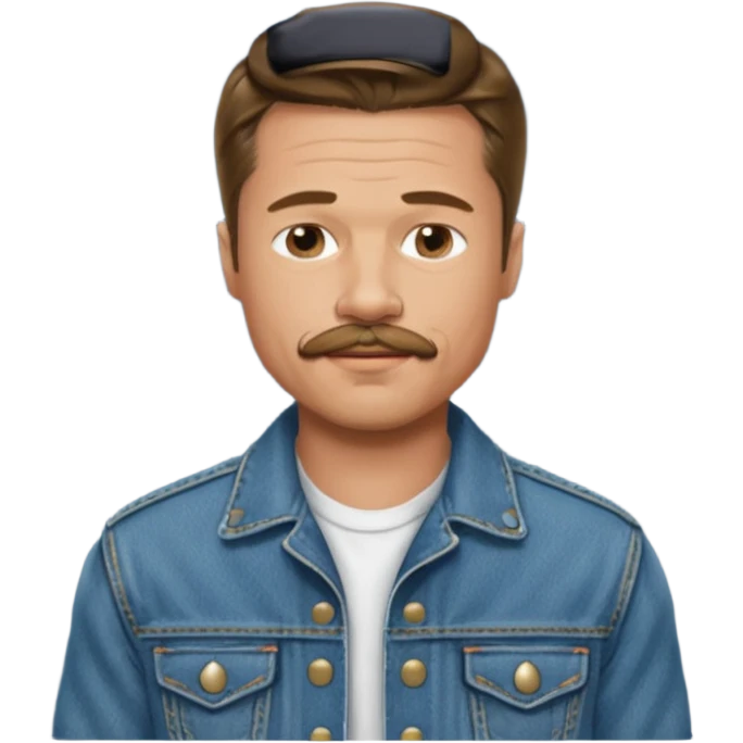 brad pitt with stache, wear jean jacket emoji