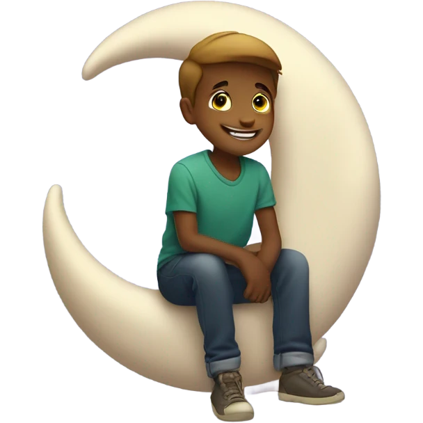 Boy sitting on crescent moon emoji
