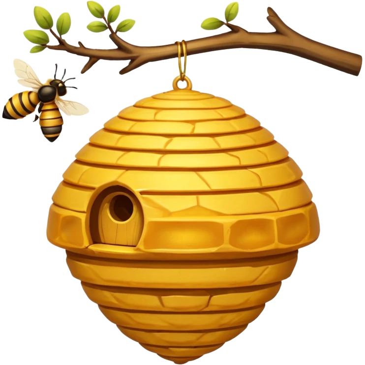 A beehive hanging in a branch emoji