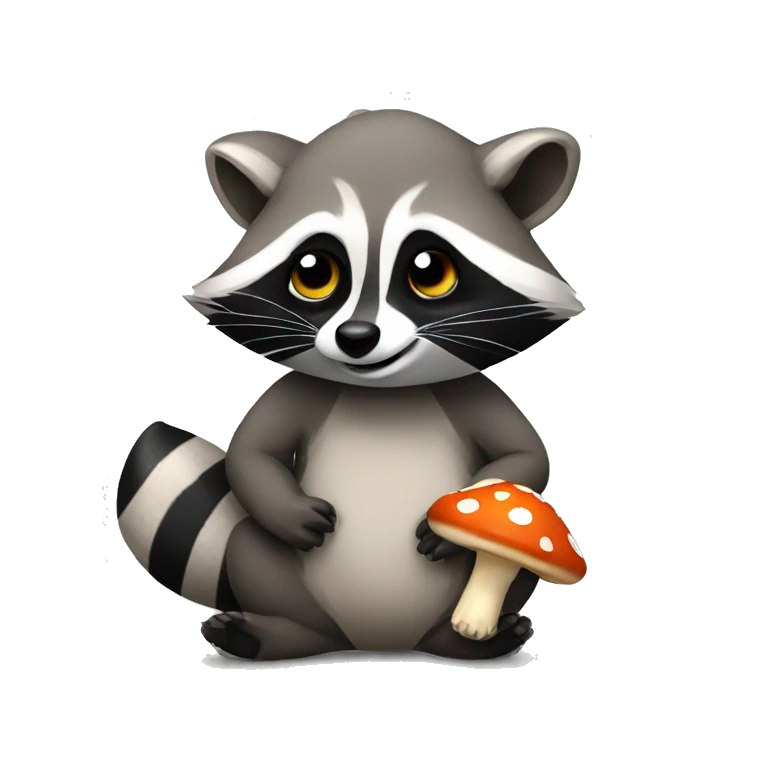 Raccoon holding mushroom emoji