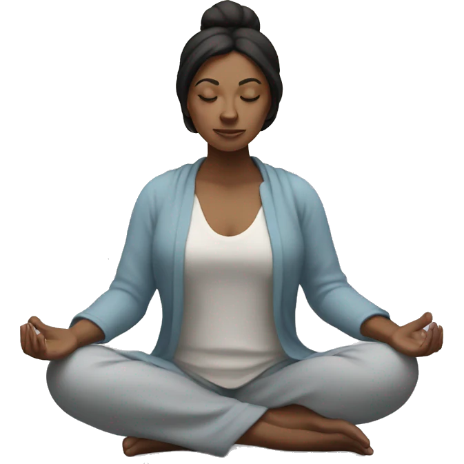 Dark haired woman meditating with  aura emoji