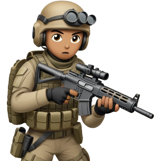 A skilled airsoft player in tactical gear, aiming a gun and shooting metal BBs in a desolate, ruined landscape. The setting is filled with broken walls and debris, creating a tense atmosphere of strategy and precision in a high-stakes tactical environment emoji