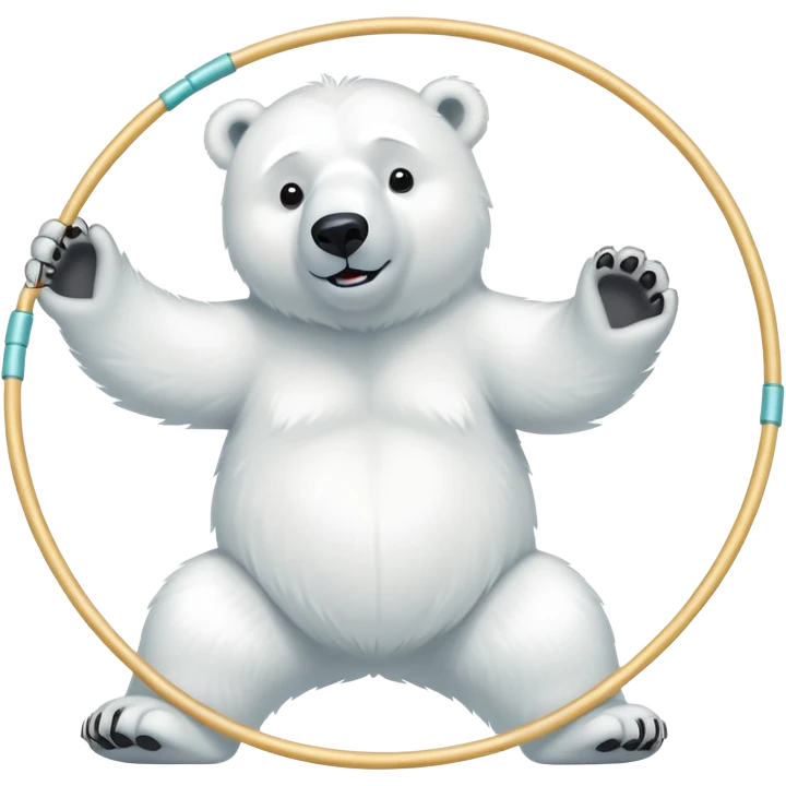 Polar bear using a hoola hoop emoji