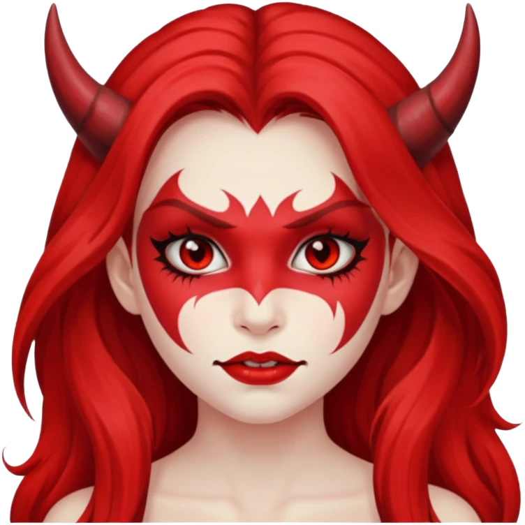 a long-haired red face paint devil girl  emoji