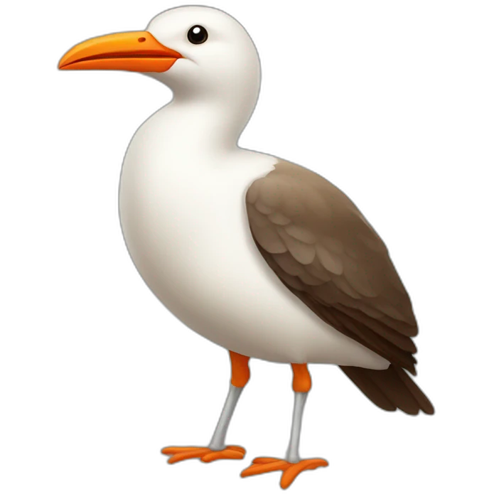 brown and white sea bird with legs and orange beak emoji