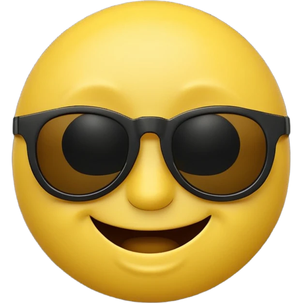 3D-rendered yellow smiley face emoji with black sunglasses and a confident smile, isolated on transparent background emoji