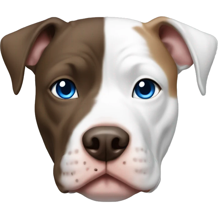 White and brown Pitbull with blue eye emoji