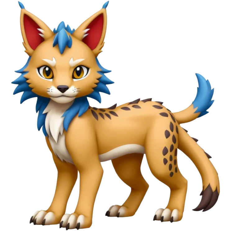 Colorful exotic kawaii edgy cute Lynx-Sergal-Vernid-Fakémon-Pokémon-creature (full body) emoji