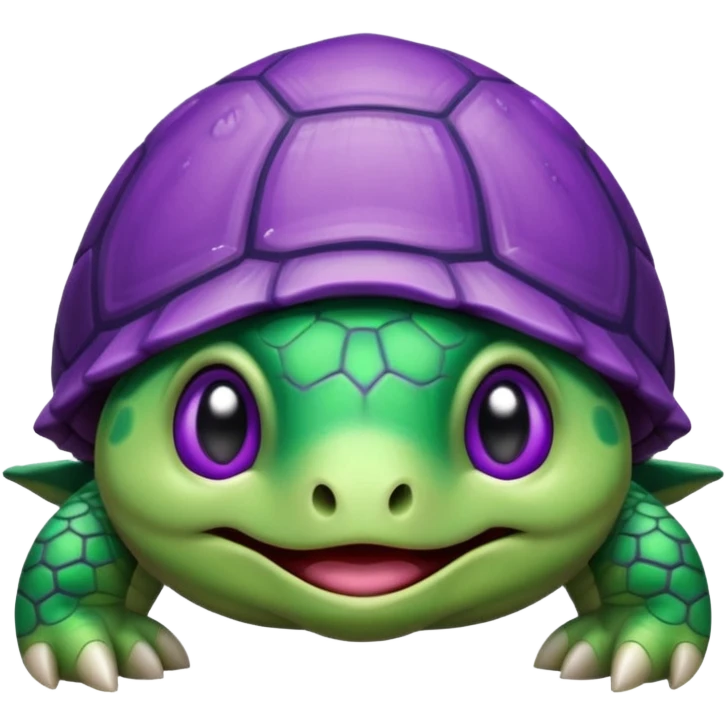 Crying almost sobbing turtle wearing purple emoji