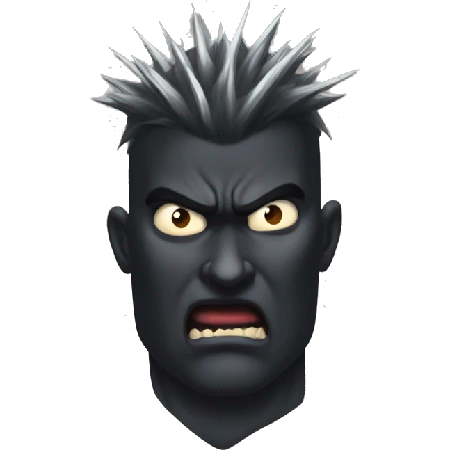 Angry spiky hair Guts from berserk with a scar over his face, balck beserk amor emoji