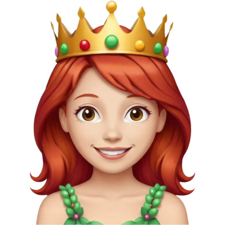 red hair woman wearing a candy crown emoji