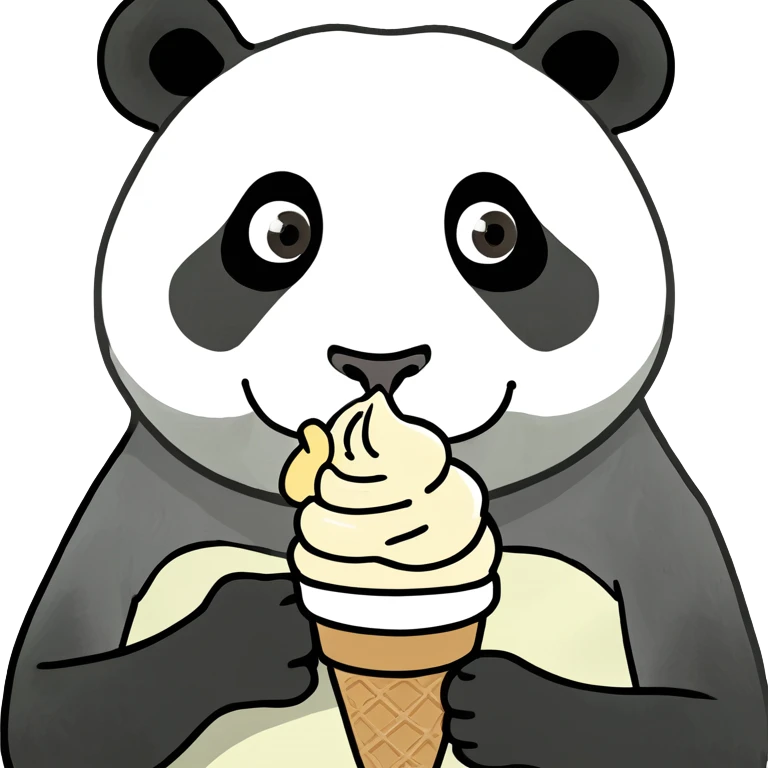 Panda eating ice cream emoji