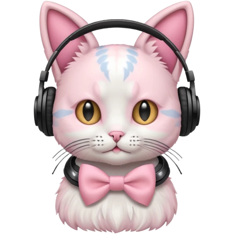 Cat Headphones With Pastel Pink Bow  emoji