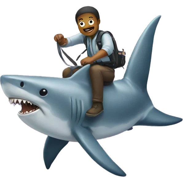 a tick riding a shark emoji