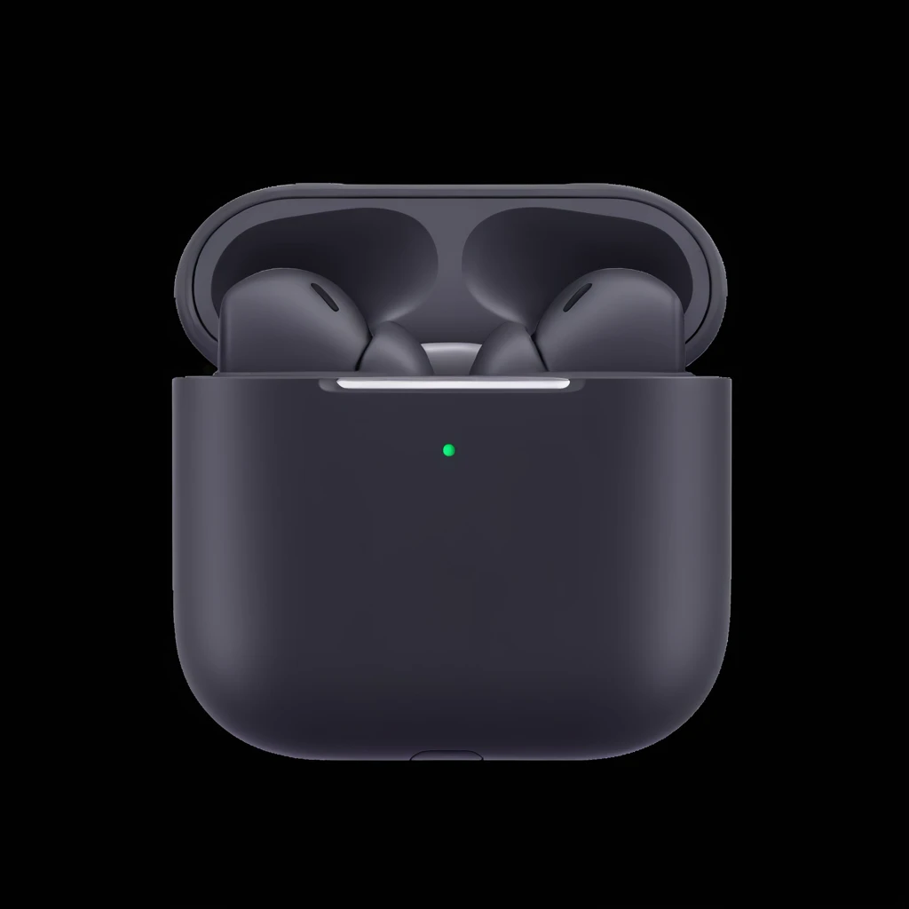 black AirPods, realistic 3D style emoji