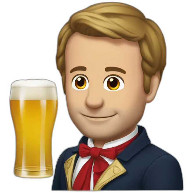 Macron buvant une bière emoji
