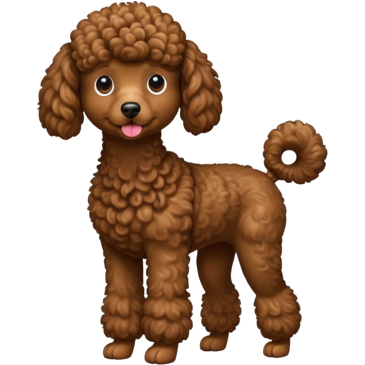 Create a full-body Apple-style emoji of a brown poodle emoji