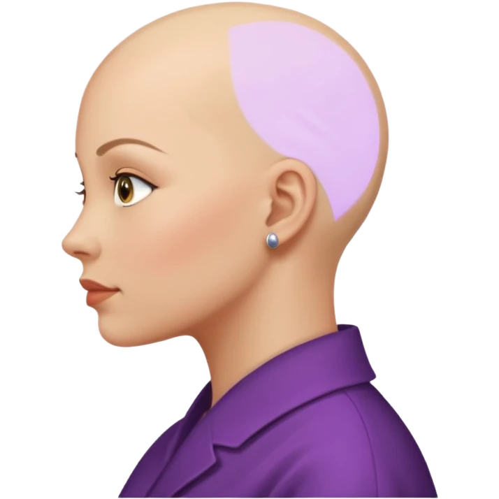 So she supposed to be bald and I kind of want her facing her side emoji