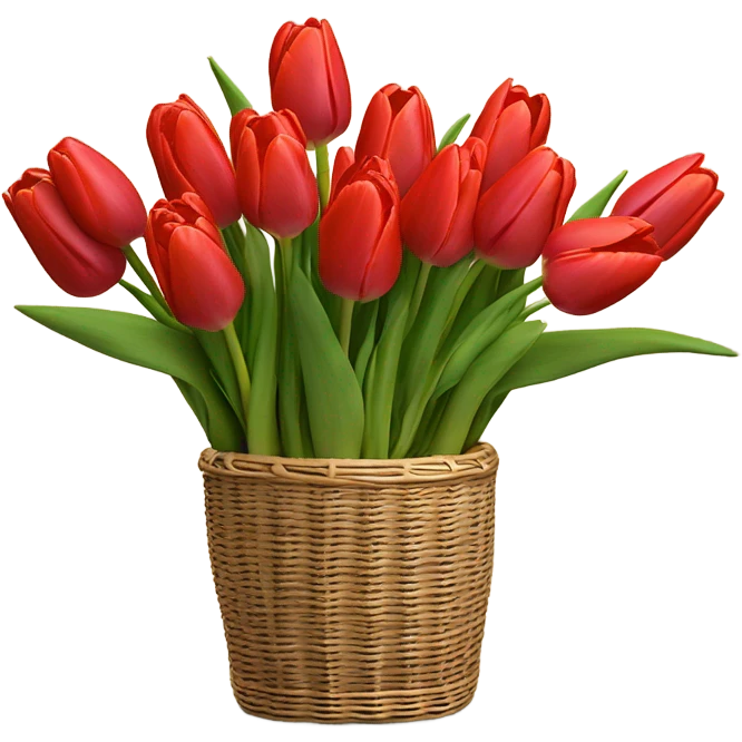 Red tulips bouquet in basket emoji