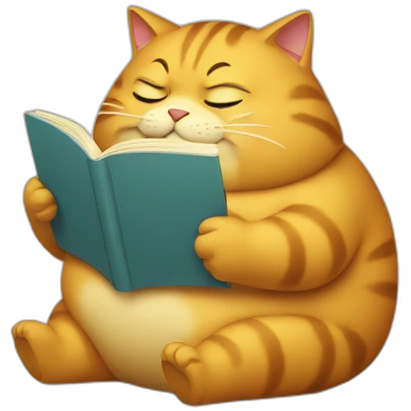 A fat cat reading emoji