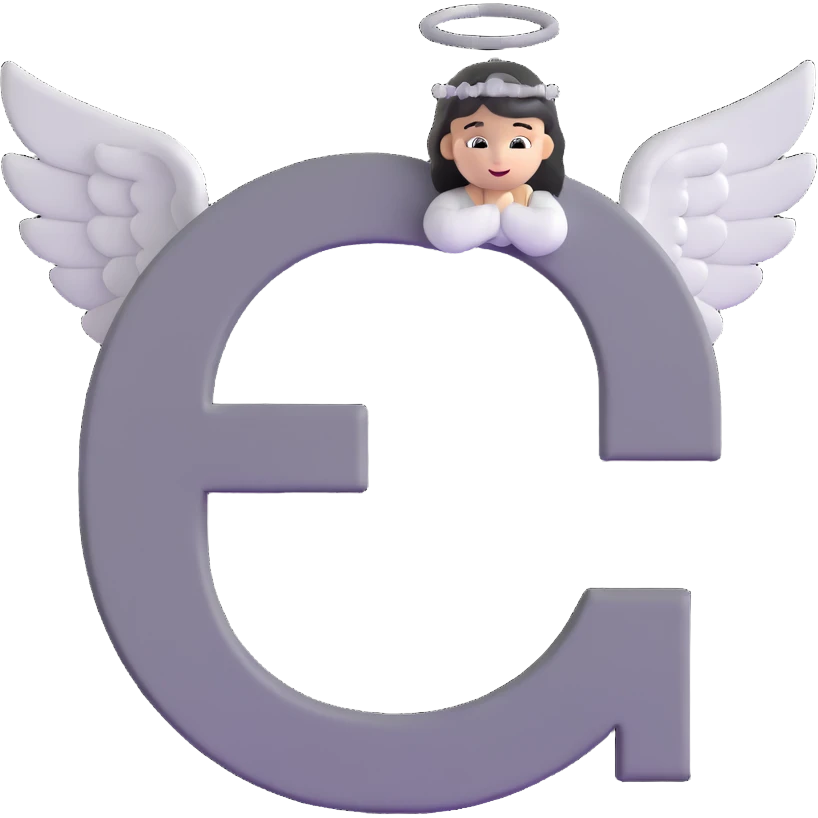 Letter C in multiple different shades of gray from light to dark, 50 shades of gray C, with angel halo emoji