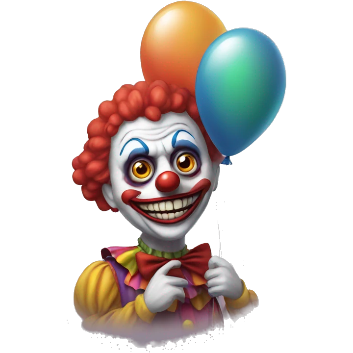 Scary clown holding balloon  emoji