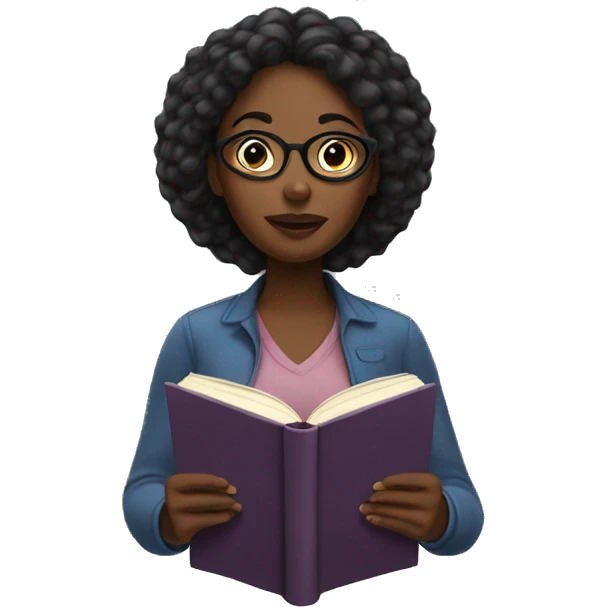 Black woman reading a book emoji