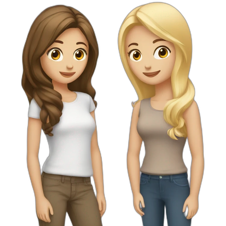 Fille blonde et fille brune qui s’enlace emoji