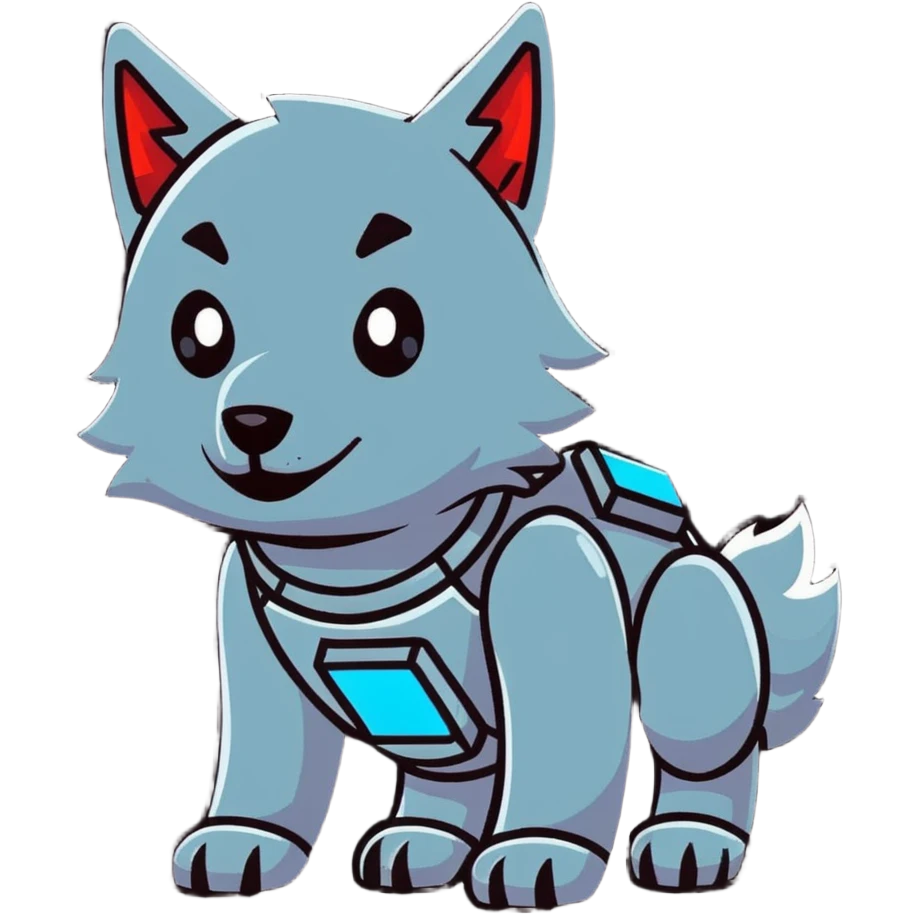 cyber wolf bot analyzing football stats with holographic football interface emoji