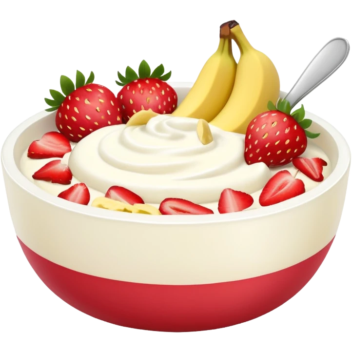 Yogurt bowl with strawberries and banana pieces emoji