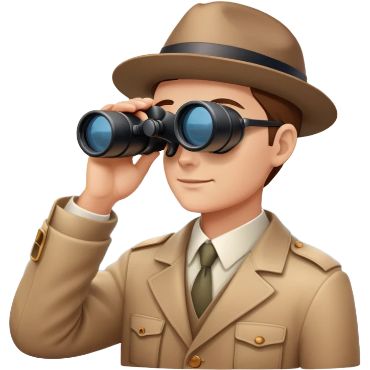 Visionary figure looking at horizon with binoculars, seeing future success emoji
