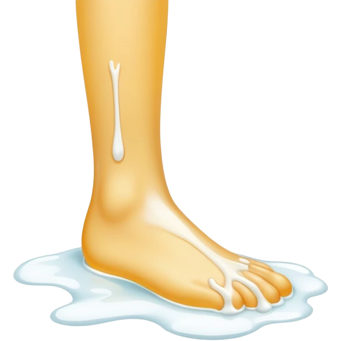 Foot covered in  white liquid  emoji