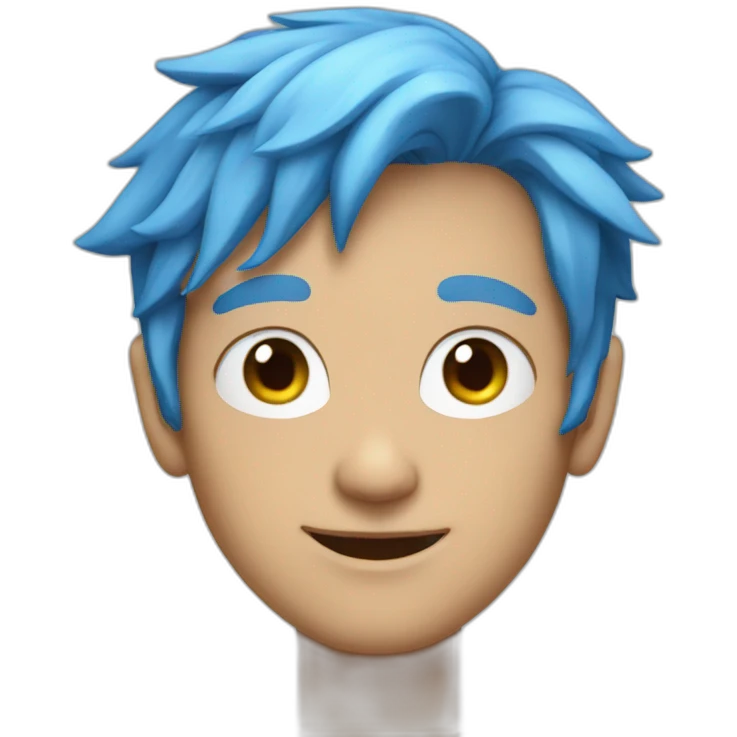 Portrait Super hero man with blue hair emoji