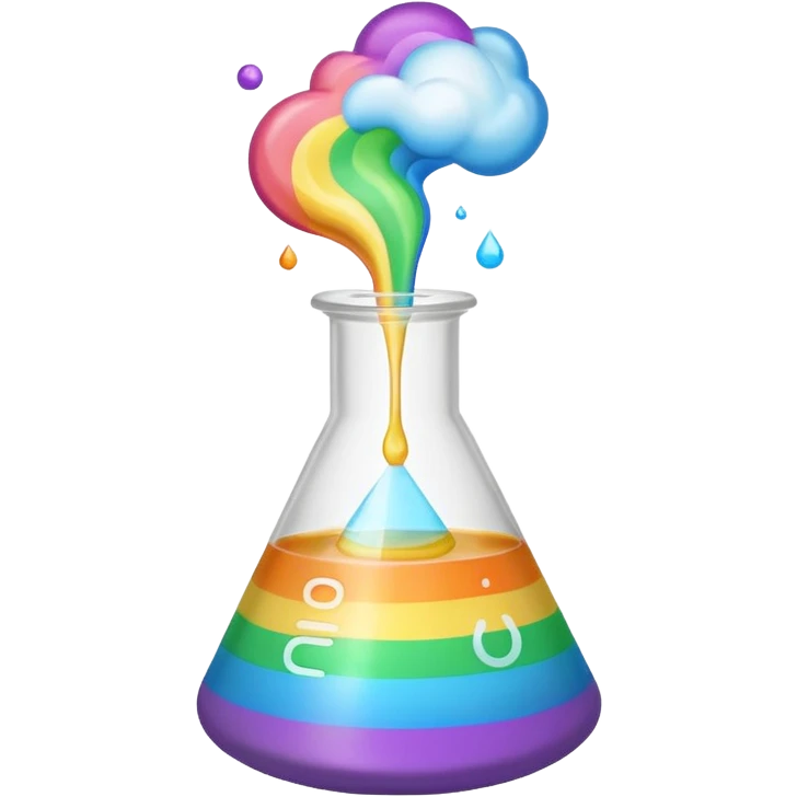 Science beaker full of blended pastel rainbow chemical emoji