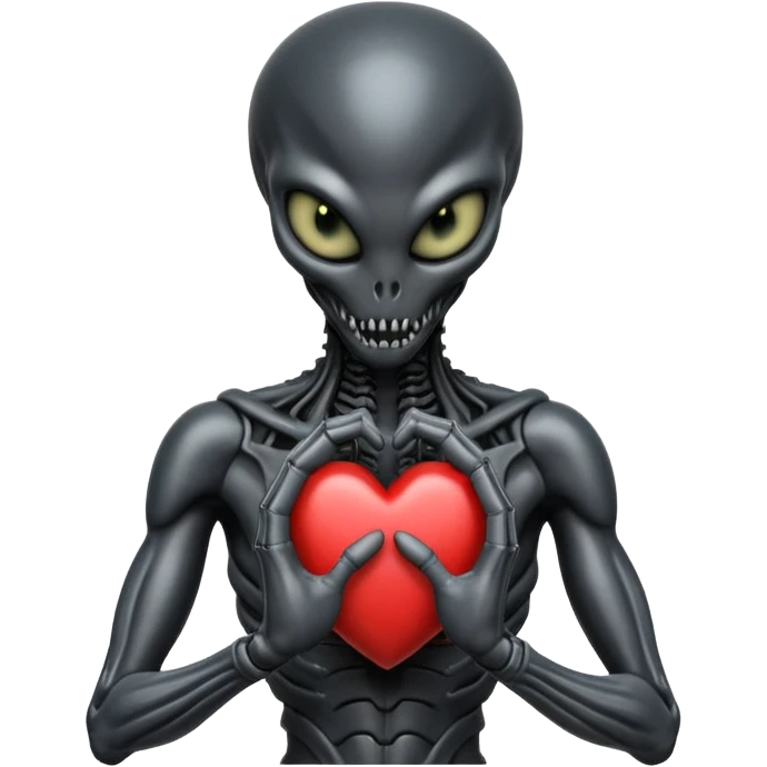 black xenomorph from the movie Alien making heart sign emoji
