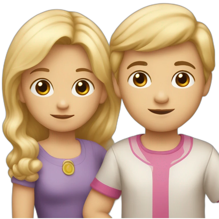 una niña rubia ayudando a levantar a otro niño emoji