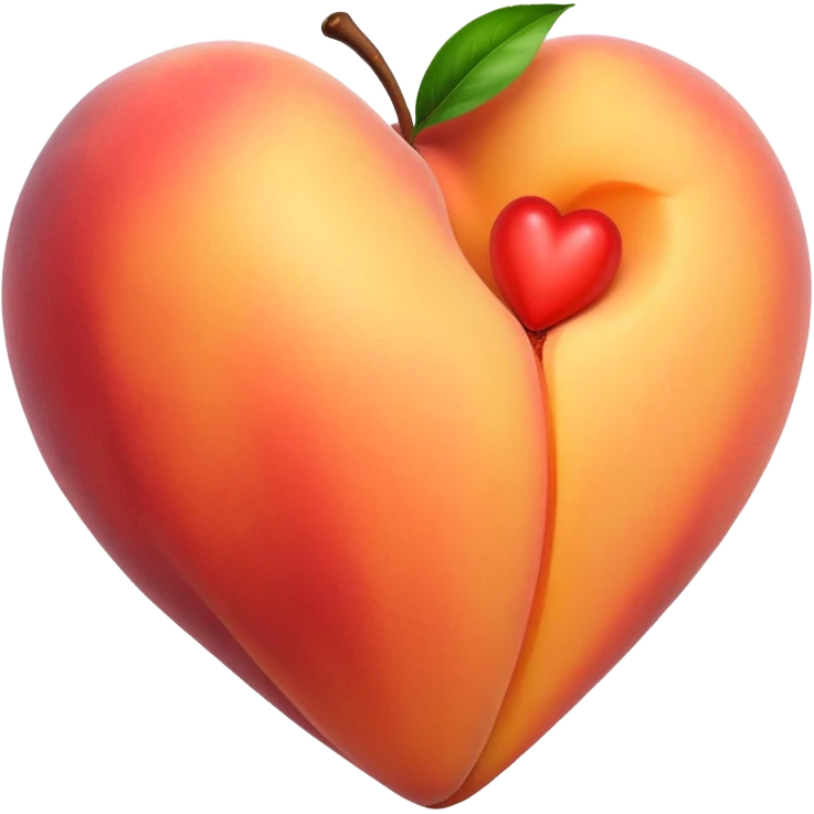 A large open peach in the shape of a heart emoji