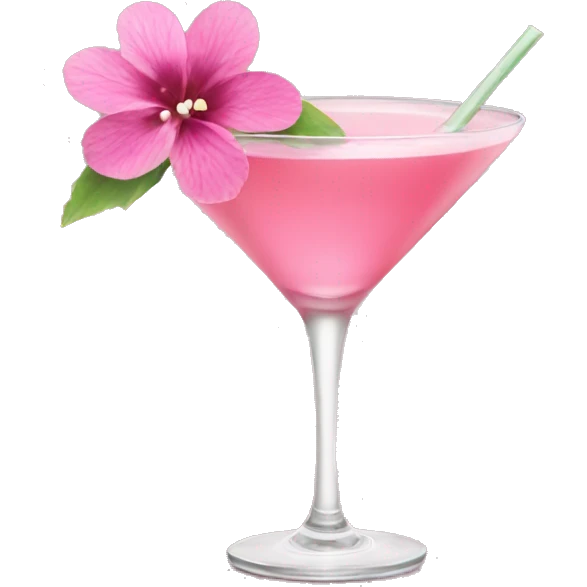 Cocktail with pink flowers emoji